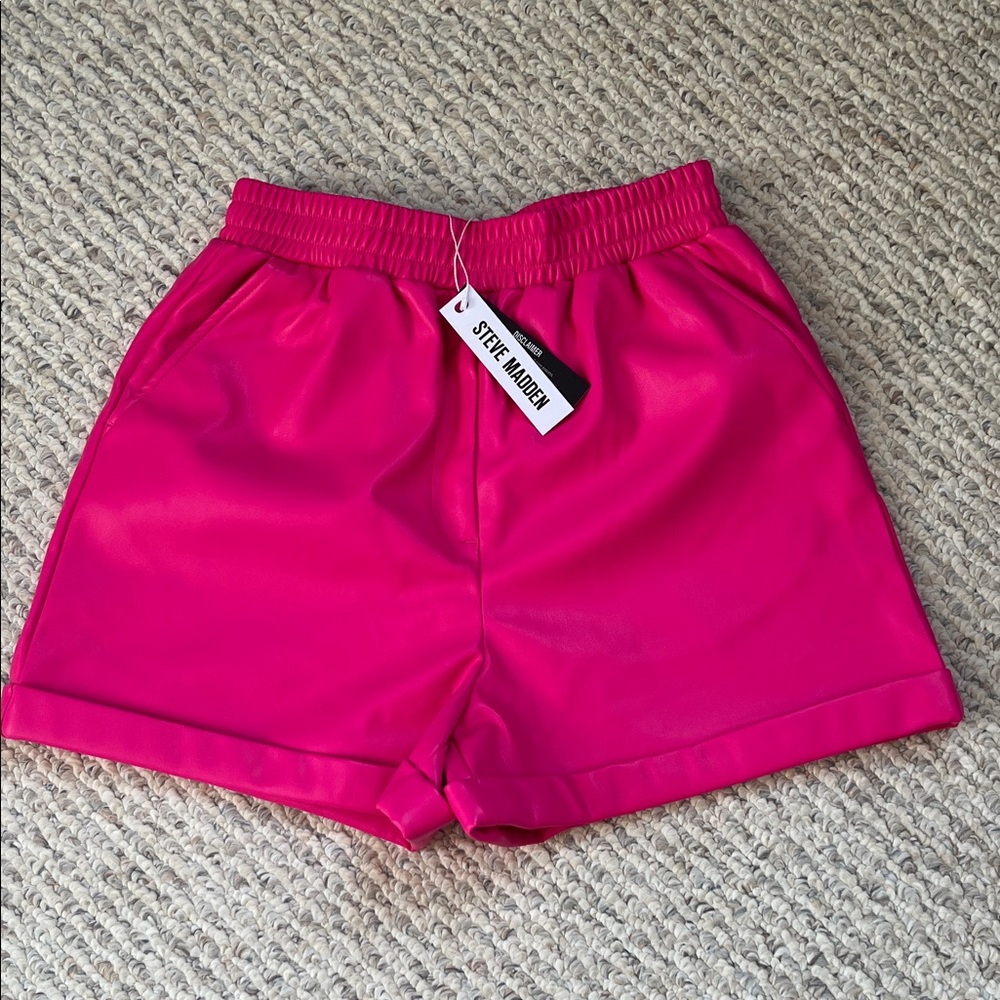 BNWT Steve Madden Pleather Hot Pink Shorts